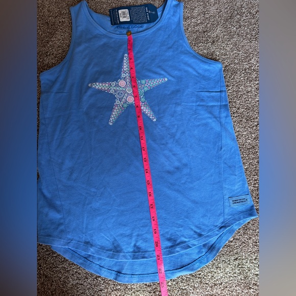 Life Is Good Blue Crusher Tank Top with Vintage Star Design - Picture 6 of 8